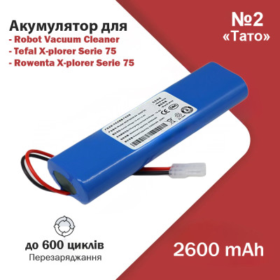 Батарея Rowenta Ровента робота пылесоса Xplorer Serie 75 Серия 75 Аккумулятор 2600 mAh №2 Папа
